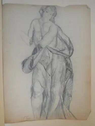 Skizzen auf Papier, vermutl Ende 19.Jh., unbekannter Maler,Torso