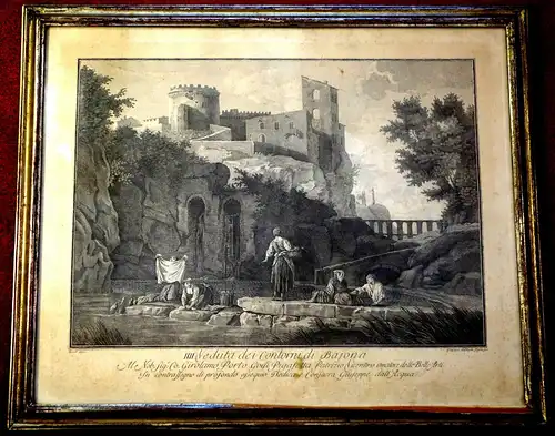 Kupferstich,Giuseppe dall Aqua,  ca. 1770, Veduta dei Contorni di Bajona,