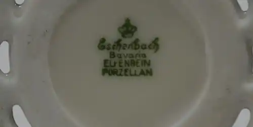Porzellan, Brosche, Rand versilbert, Eschenbach, Elfenbein-Porzellan