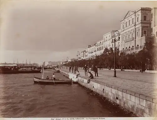 Fotografie, Fr. Alinari, Siracusa, La Passeggiata Aretusa, #19795, ca 1900