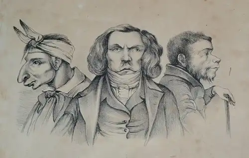 Lithografie,Physiognomik,Physiognomie/Ähnlichkeit zw. Mensch+Tier,um 1850,selten