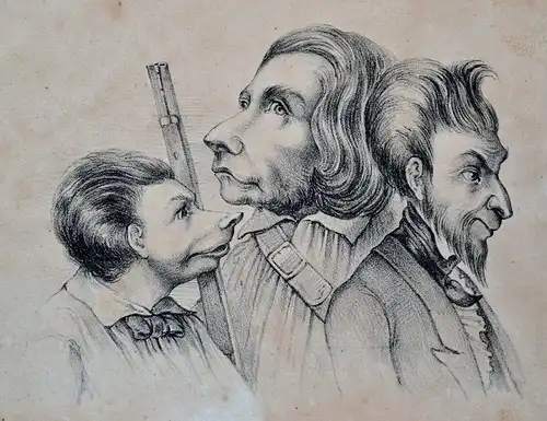 Lithografie,Physiognomik,Physiognomie/Ähnlichkeit zw. Mensch+Tier,um 1850,selten