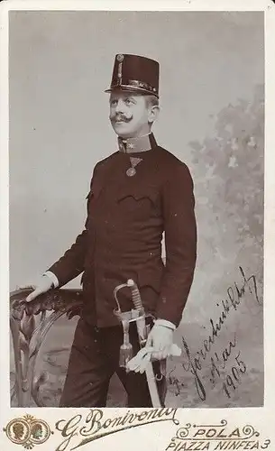 Fotografie, s/w, österreichischer Offizier,Venetien,Jesolo,1905,Bon1vento