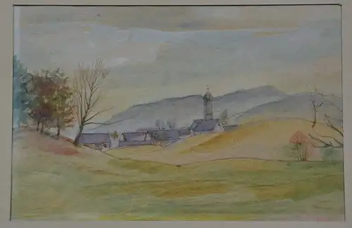 Aquarell auf Seidenpapier, Iffeldorf