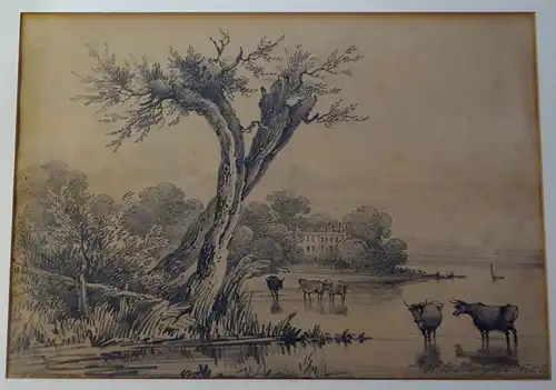 Burgess, Henry Williams, The Manor, Bleistiftzeichnung dat. 1828, signiert