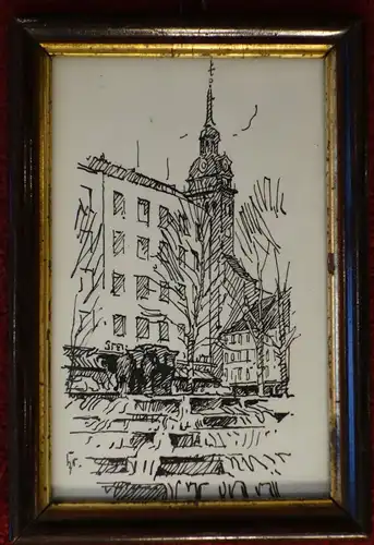 München,Tuschfederzeichnung,Bauer-Oltsch,Original,1970, Rindermarkt