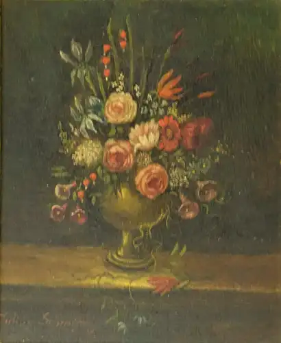 Julius Schmitt, Blumenstrauß, Öl auf Holz