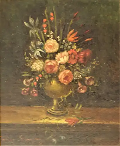 Julius Schmitt, Blumenstrauß, Öl auf Holz
