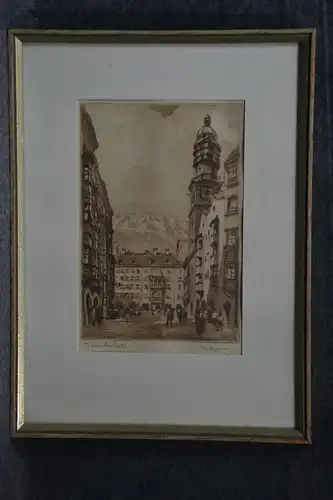 Lithografie, Innsbruck, Sepia, unbek. signiert