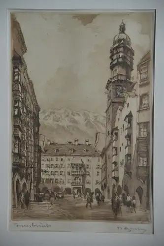 Lithografie, Innsbruck, Sepia, unbek. signiert