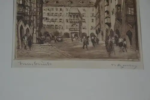 Lithografie, Innsbruck, Sepia, unbek. signiert