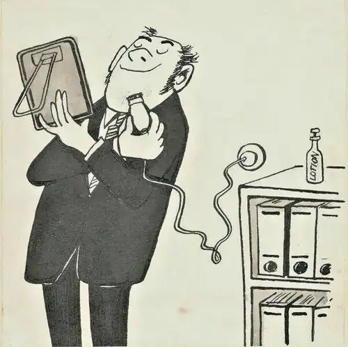 Original-Tuschezeichnung – Cartoon von Alexander Knuth, 1950er Jahre