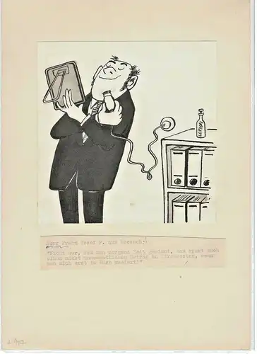 Original-Tuschezeichnung – Cartoon von Alexander Knuth, 1950er Jahre