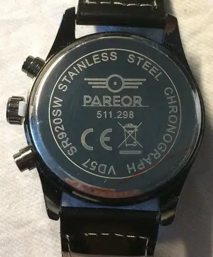 „PAREOR“ Quarz-Herren-Armbanduhr, Chronograph, im Originalkarton, neu