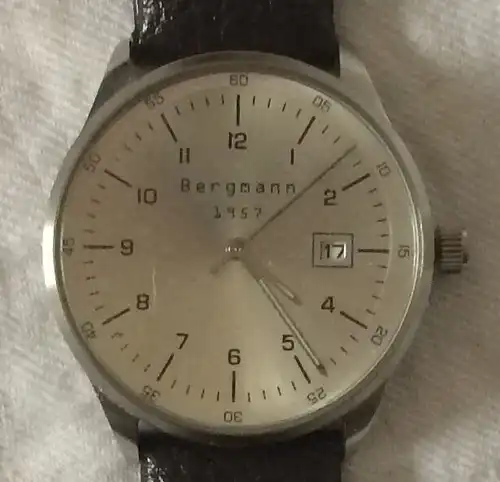 „Bergmann 1957“ Quarz-Herren-Armbanduhr, neu im schwarzen Originaletui