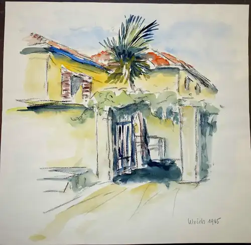 Aquarell,Ulrich,1965,Landgut in Italien