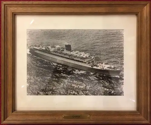 Original-Photographie des Passagierschiffes MS „Oranje“, gerahmt hinter Glas