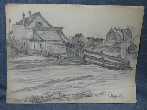 Bleistiftzeichnung,um1900,Auguste Reissmüller,1869-1958,München,Häuser v.d.Stadt