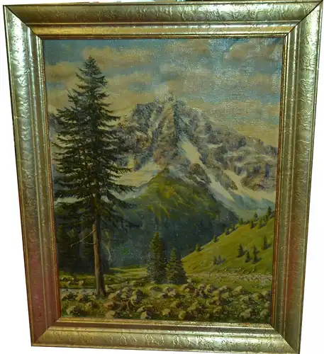 Gemälde,Öl a. Leinwand,Gebirgs-Landschaft,wohl um 1900, gerahmt, sign.Binswanger