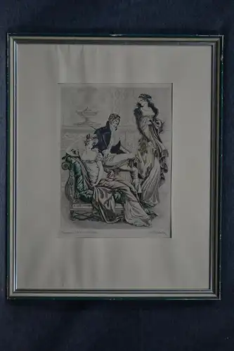 Radierung, Plauderei, unbek. Künstler, dat.1810