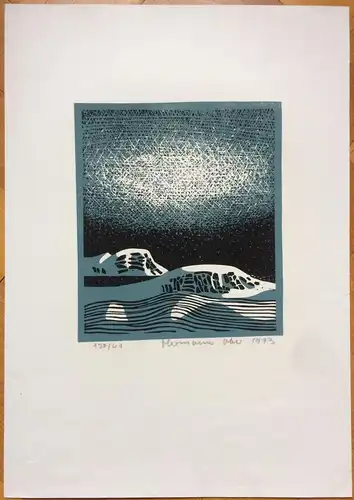 Farblinolschnitt ohne Titel von Hermann Ober 1973, Blatt 41 von 150