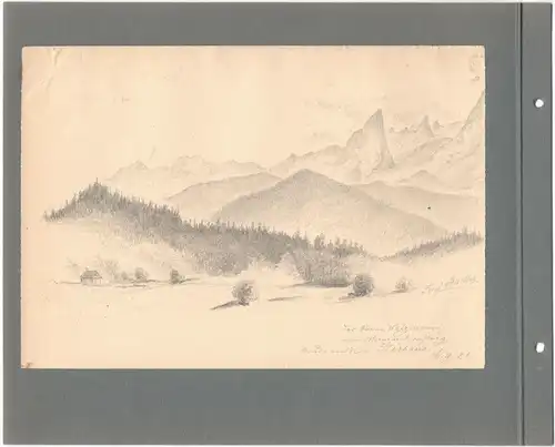 Bleistiftzeichnung „Der kleine Watzmann vom Maximiliansteig (?)….. 16.9.1921“