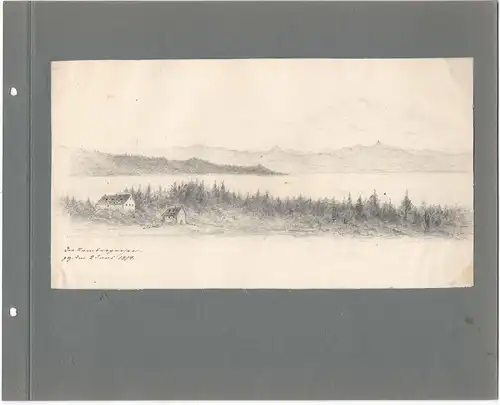 Bleistiftzeichnung „Der Starnberger See gez. den 2. Juni 1874“ von Anton Stadler