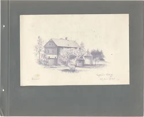 Bleistiftzeichnung „Forsthaus Selbnitz 27. Juni 1921“ von Anton Stadler