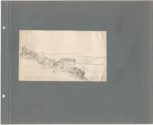 Tuschezeichnung „Seebad Trouville in Frankreich 20. Juni 1880“ von Anton Stadler