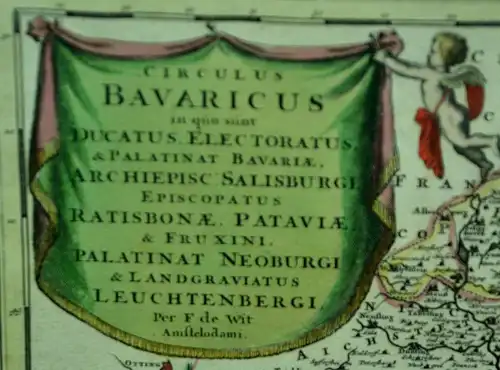 Kupferstich- Karte, v. F. de Wit, "Circulus Bavaricus, 1680