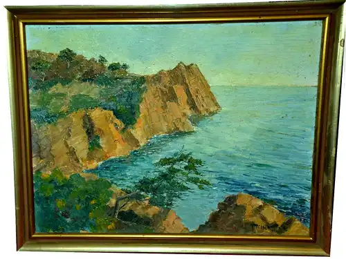 Gemälde,auf Karton, Steilküste,gerahmt,rechts unten signiert " Miller",gerahmt