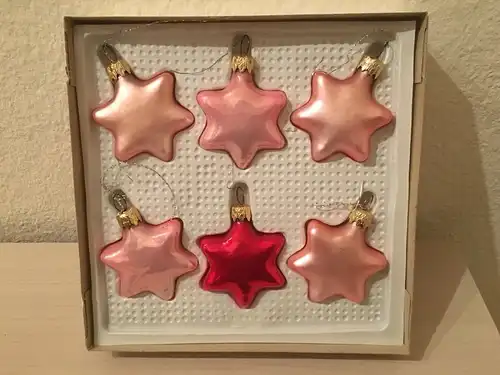 Weihnachtsschmuck, Sterne aus Glas, zum Aufhängen, 6 Stück