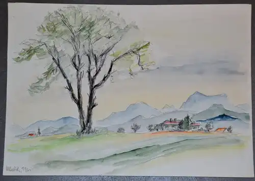 Aquarell,Bleistift,W.Ulrich,sign. und datiert,Landschaft im Oberland, 1961