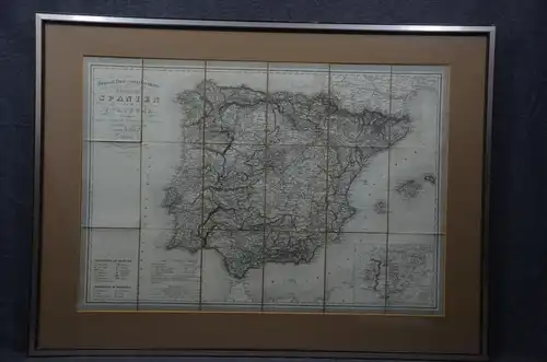 Landkarte Spanien, Kupferstich teilkoloriert, Einzelblätter, Fried, Artaria,1836
