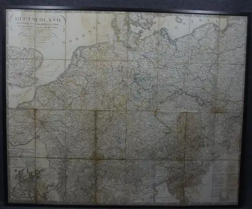 Landkarte Deutschland,Reisekarte, Einzelblätter, Kupferstich koloriert, 1854