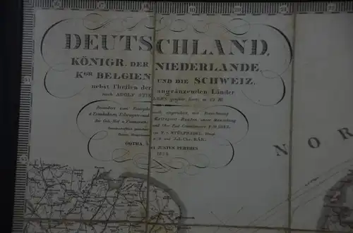 Landkarte Deutschland,Reisekarte, Einzelblätter, Kupferstich koloriert, 1854