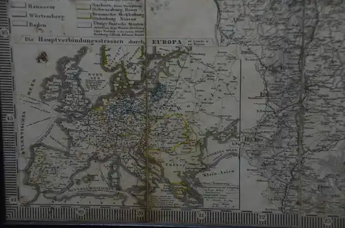 Landkarte Deutschland,Reisekarte, Einzelblätter, Kupferstich koloriert, 1854