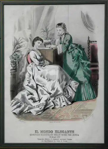 Stahlstich koloriert, Il Mondo elegante,1870, Torino