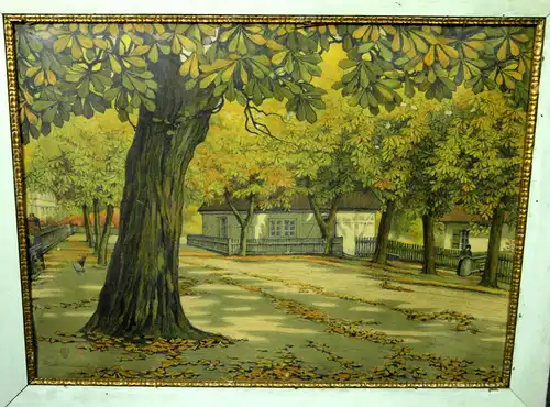 Öldruck, Albrecht Biedermann, Dorfimpressionen,Ende 19. Jhdrt,