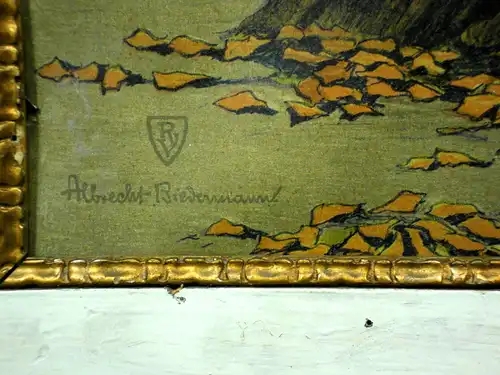 Öldruck, Albrecht Biedermann, Dorfimpressionen,Ende 19. Jhdrt,