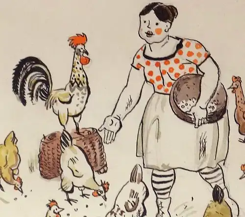 Tuschzeichnung,koloriert, Gänseliesel, gez. Böck,ev. Buchillustration