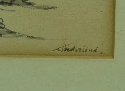 Aquarell/Tusche,Ölkreide sign. Theodor  Franz. Goedvriend,Passepartout,gerahmt