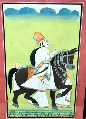 3 indische Tempera Bilder,Mogul Stil, Maharadschas zu Pferde,hohe Qualität,