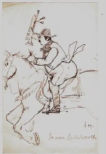 Bleistiftzeichnung,Skizze,Karikatur,August Holmberg,"Der neue Reichsherold"