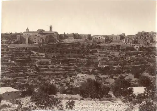 Original-Photographie „Panorama de Bethlehem - l'Eglise“ von Félix Bonfils, 1860