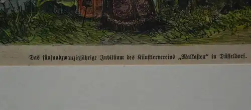 Holzschnitt, koloriert, H. Knackfuß, etwa 1890, Fest Malkasten Düsseldorf