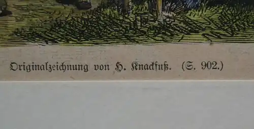 Holzschnitt, koloriert, H. Knackfuß, etwa 1890, Fest Malkasten Düsseldorf