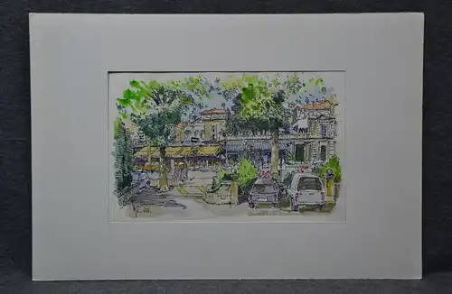 Aquarell, Bauer-Oltsch, Arles, Boulevard des Lices, 1988