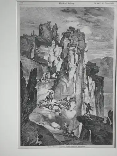 Stahlstich auf Zeitungspapier,Crna Pec in der Herzegowina,Illust. Zeitung,1871