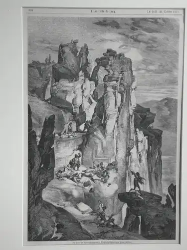 Stahlstich auf Zeitungspapier,Crna Pec in der Herzegowina,Illust. Zeitung,1871
